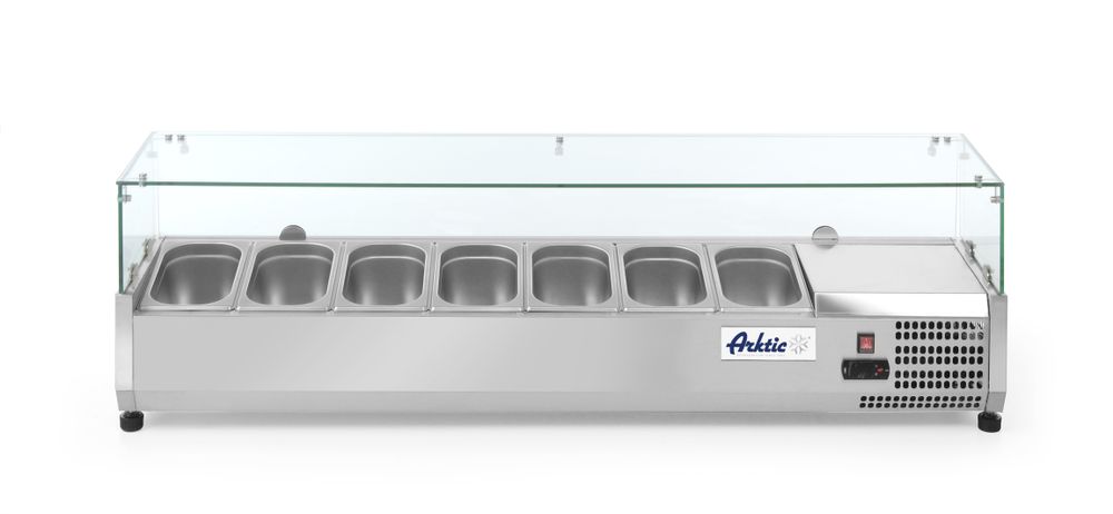 Opzetkoelvitrine display glas 7x GN 1/4 Hendi