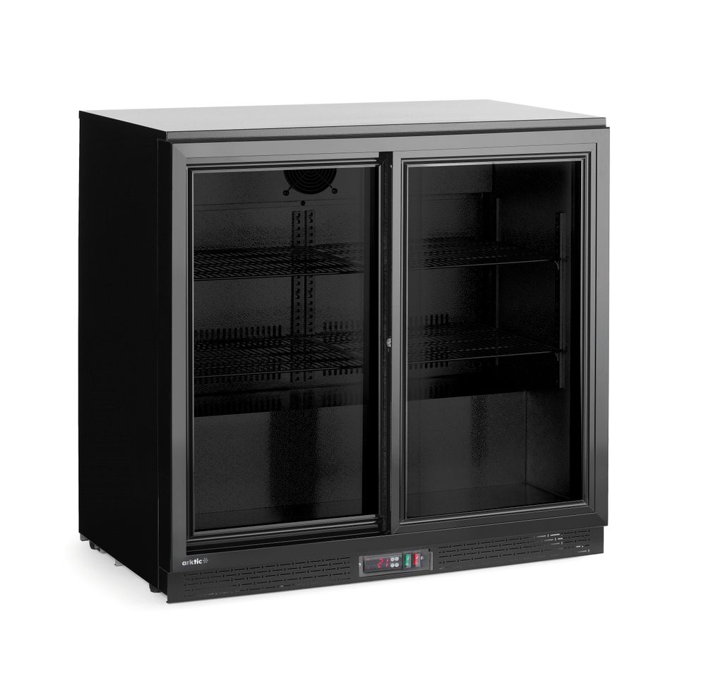 Backbar koelkast zwart met 2 schuifdeuren 197L Hendi