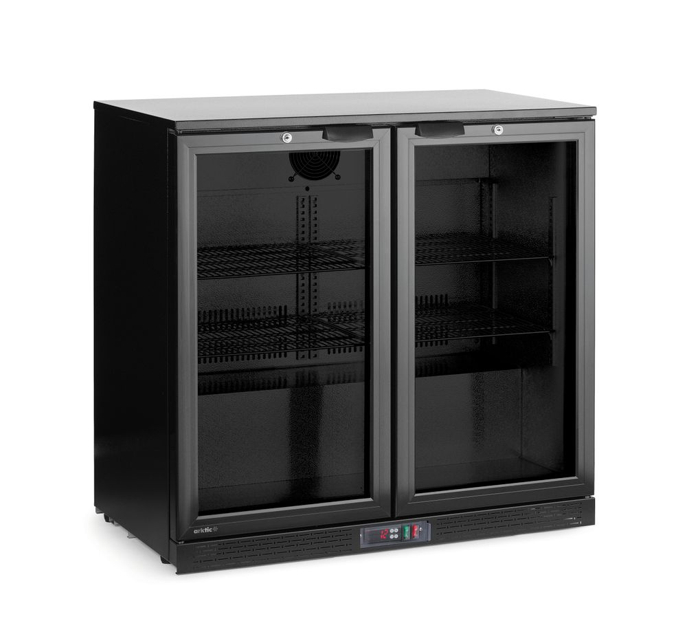 Backbar koelkast zwart met dubbele deur 180 l Hendi