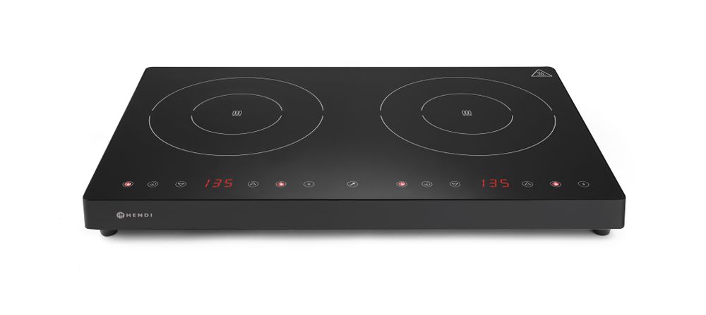 Dubbele Inductiekookplaat zw 230V 2000W+1500W Kitchen Line Hendi
