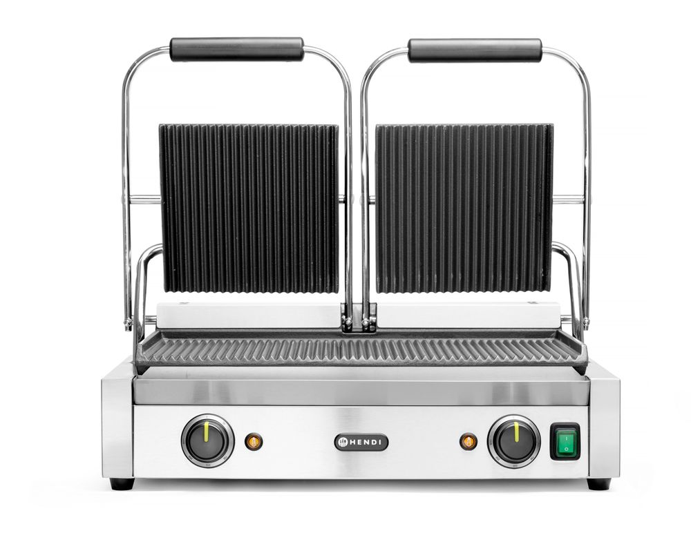 Contactgrill dubbel geribd 230V 3600W Hendi