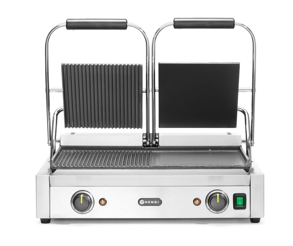 Contactgrill dubbel links geribd rechts glad 3600W Hendi
