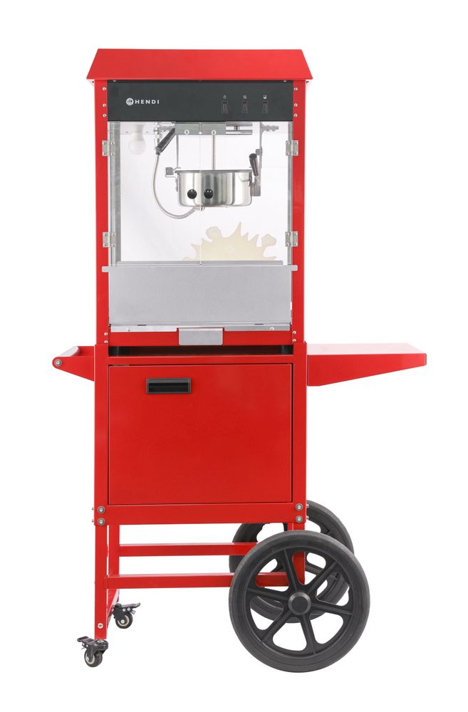 Popcorn machine rood met kar 230V 1155W Hendi