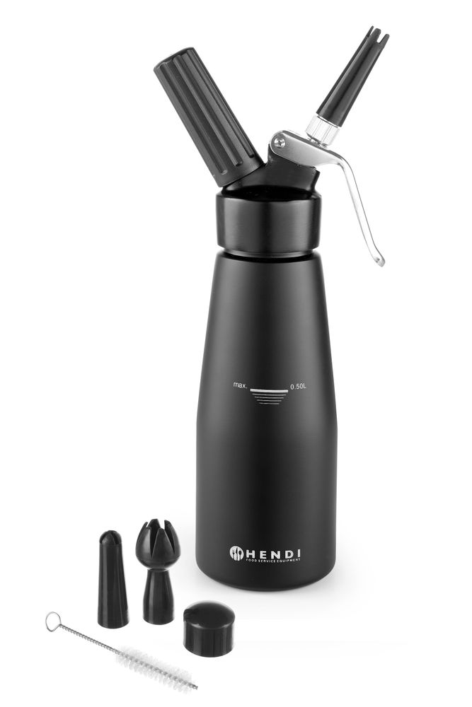 Slagroomapparaat zwart 0,5 l Al Kitchen Line Hendi