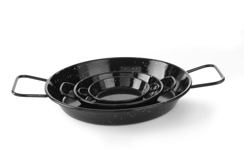 Paellapan 100x20mm geëmailleerd plaatst. Hendi