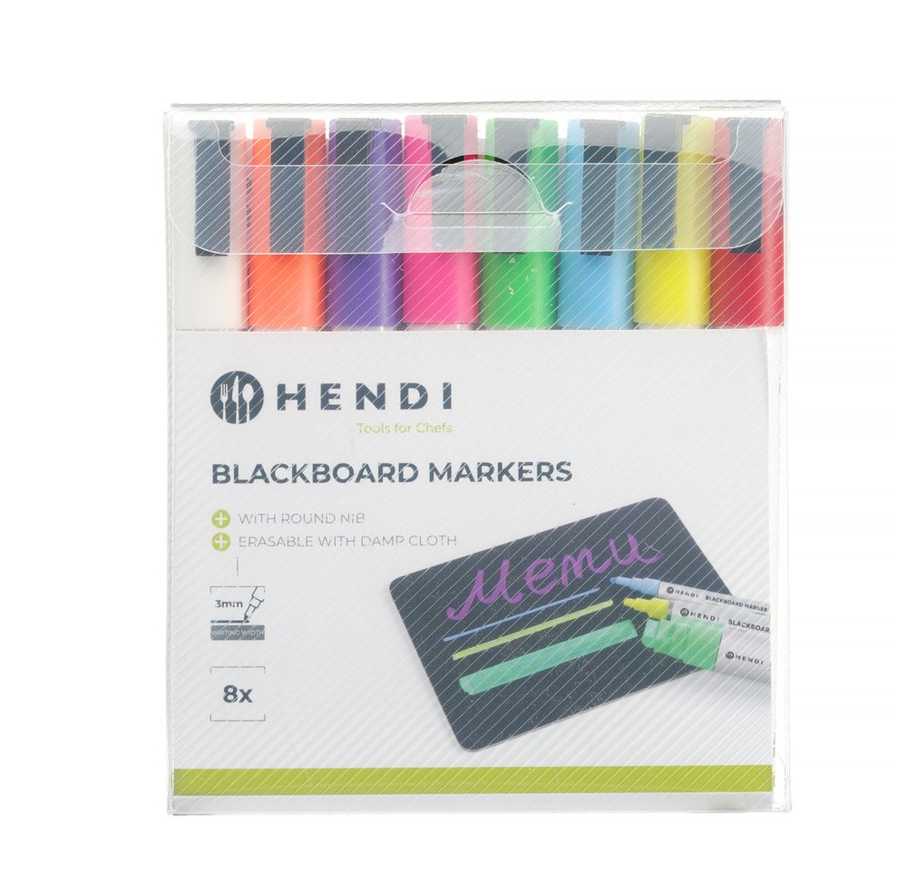 Krijtstiften 3 mm - 8 verschillende kleuren Hendi