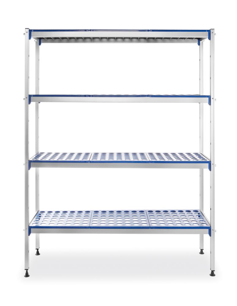Opbergrek aluminium planken polypropyleen 1280x405x1685 mm Hendi