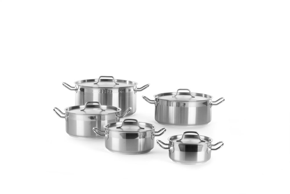 Kookpan laag met deksel 1,5 l 160x75 mm rvs Profi Line Hendi