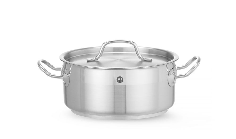 Kookpan laag met deksel 2,8 l 200x90 mm rvs Profi Line Hendi