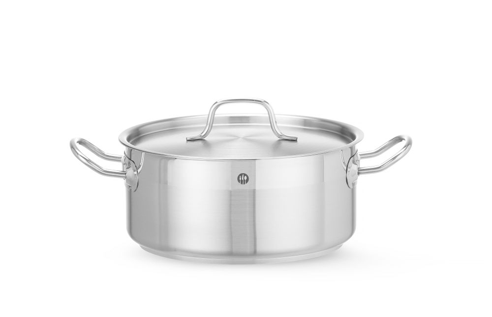 Kookpan laag met deksel 4,8 l 240x105 mm rvs ProfiLine Hendi