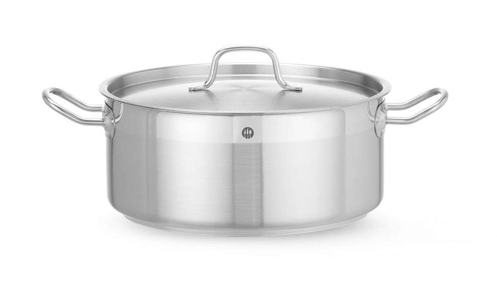 Kookpan laag met deksel 7,5 l 280x120 mm rvs ProfiLine Hendi