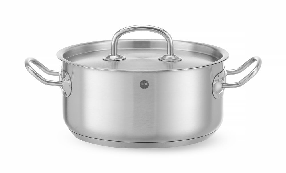 Kookpan laag met deksel rvs 1,5 l 160x75 mm Kitchen Line Hendi