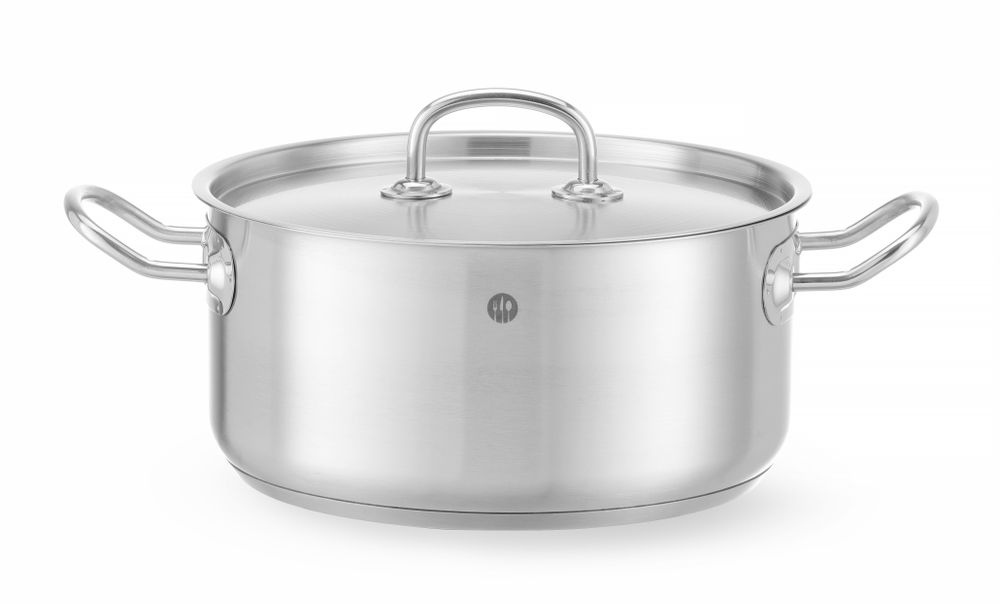 Kookpan laag met deksel rvs 4,9 l 240x110 mm Kitchen Line Hendi