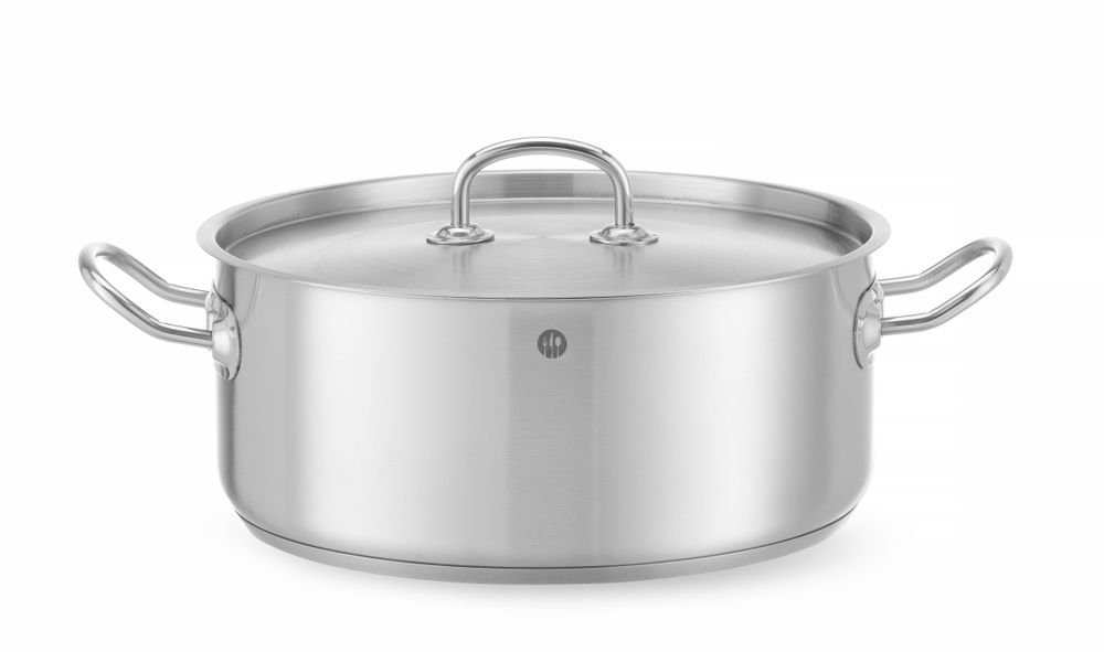 Kookpan laag met deksel rvs 7,3 l 280x120 mm Kitchen Line Hendi