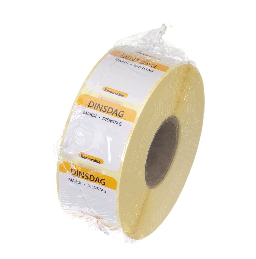 Label tuesday NL-FR-DE resuable 25x25mm rol 1000 st. Hendi
