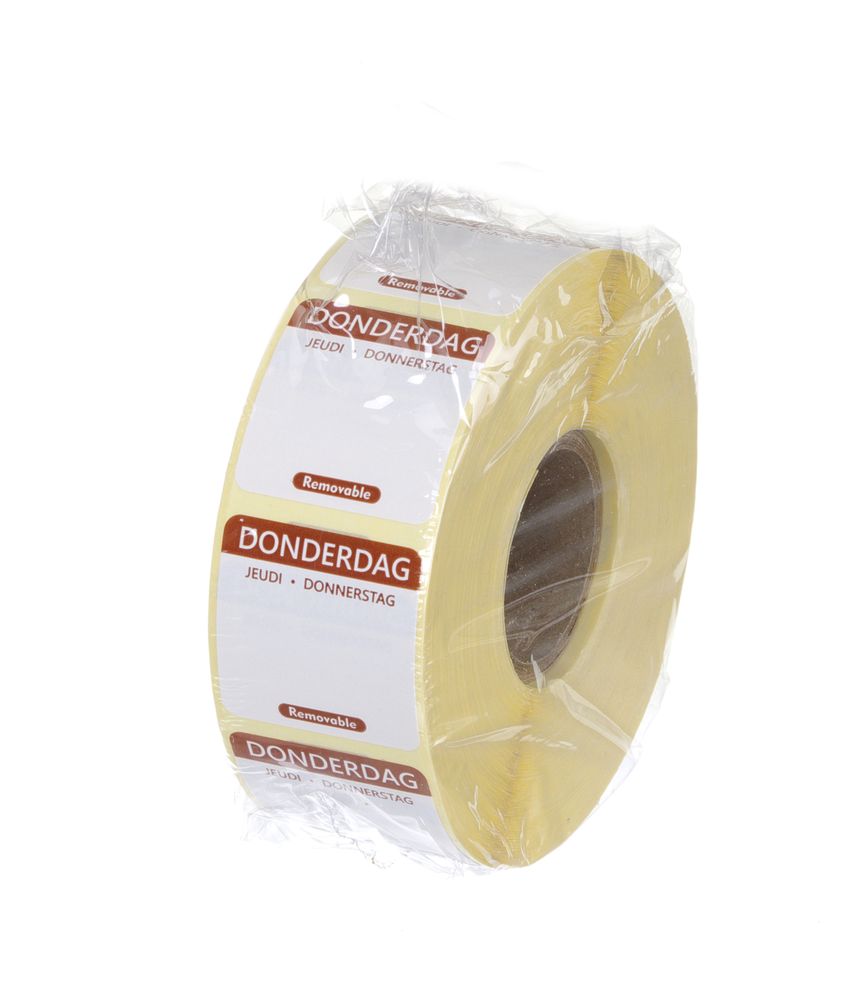 Label thursday NL-FR-DE resuable 25x25mm rol 1000 st. Hendi