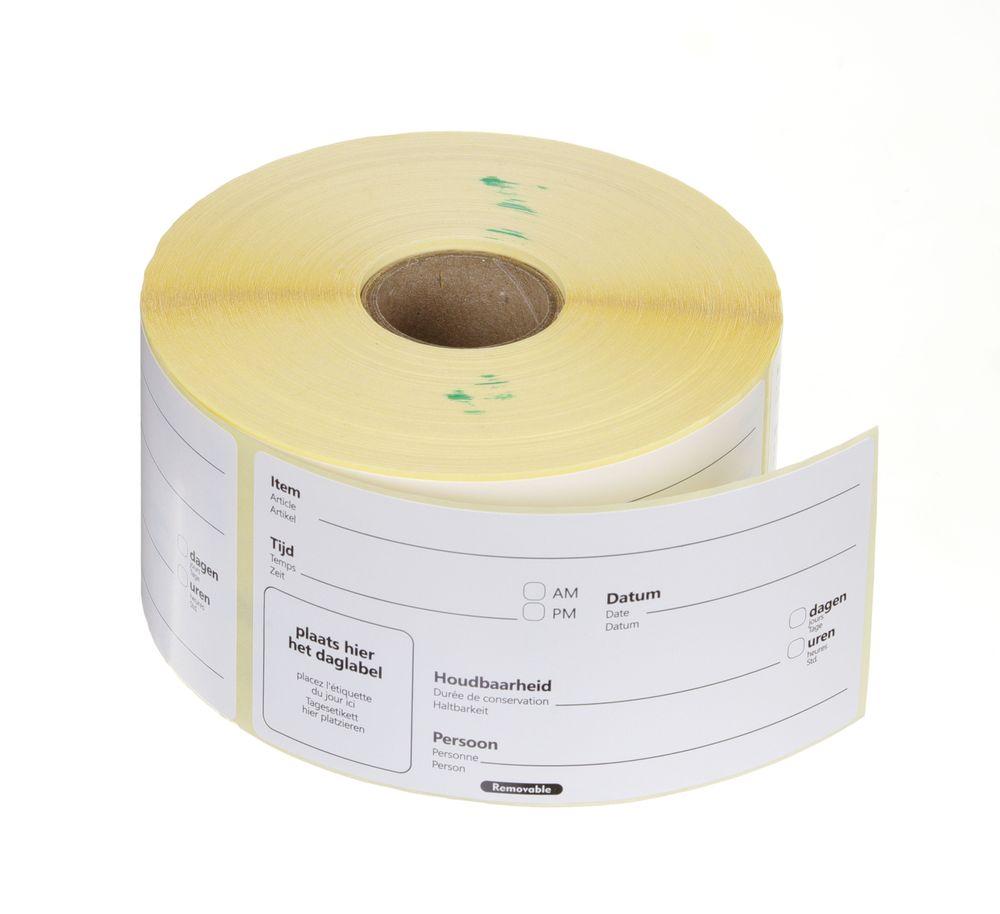 Label USE BY NL-FR-DE resuable Ø50mm rol 500 st. Hendi