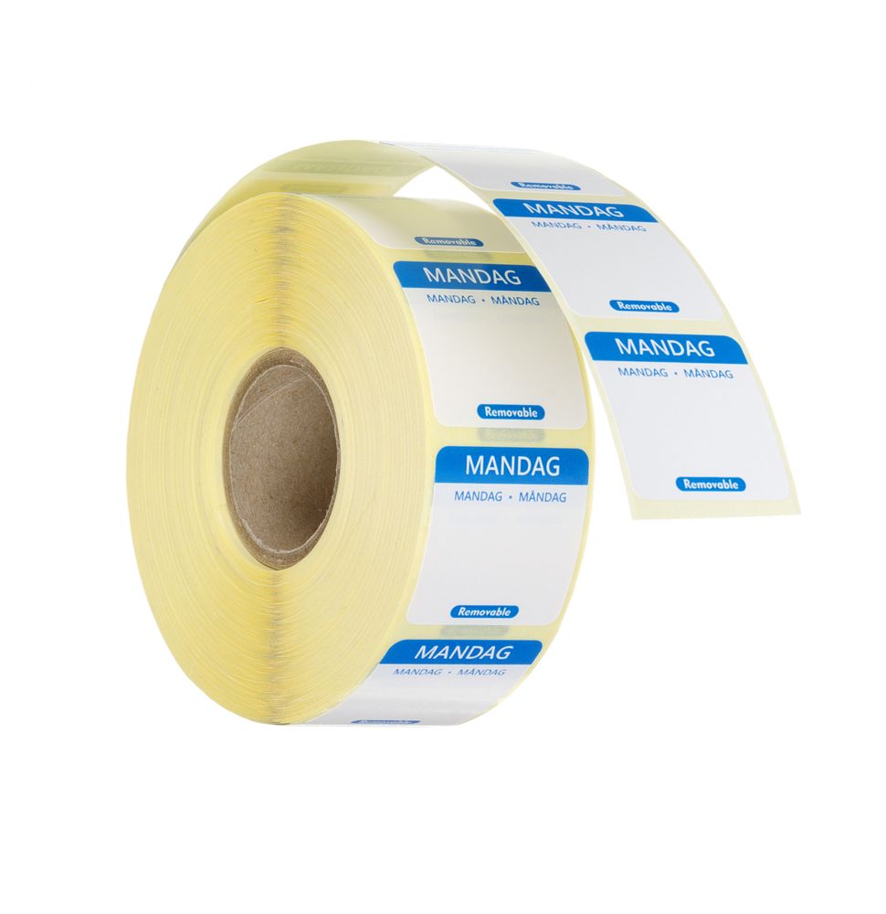 Label monday DK-NO-SE resuable 25x25mm rol 1000 st. Hendi