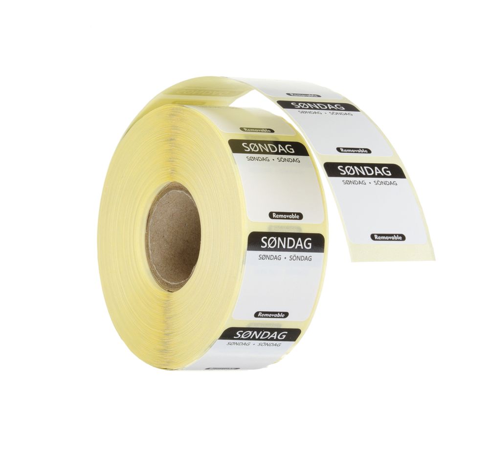 Label sunday DK-NO-SE resuable 25x25mm rol 1000 st. Hendi