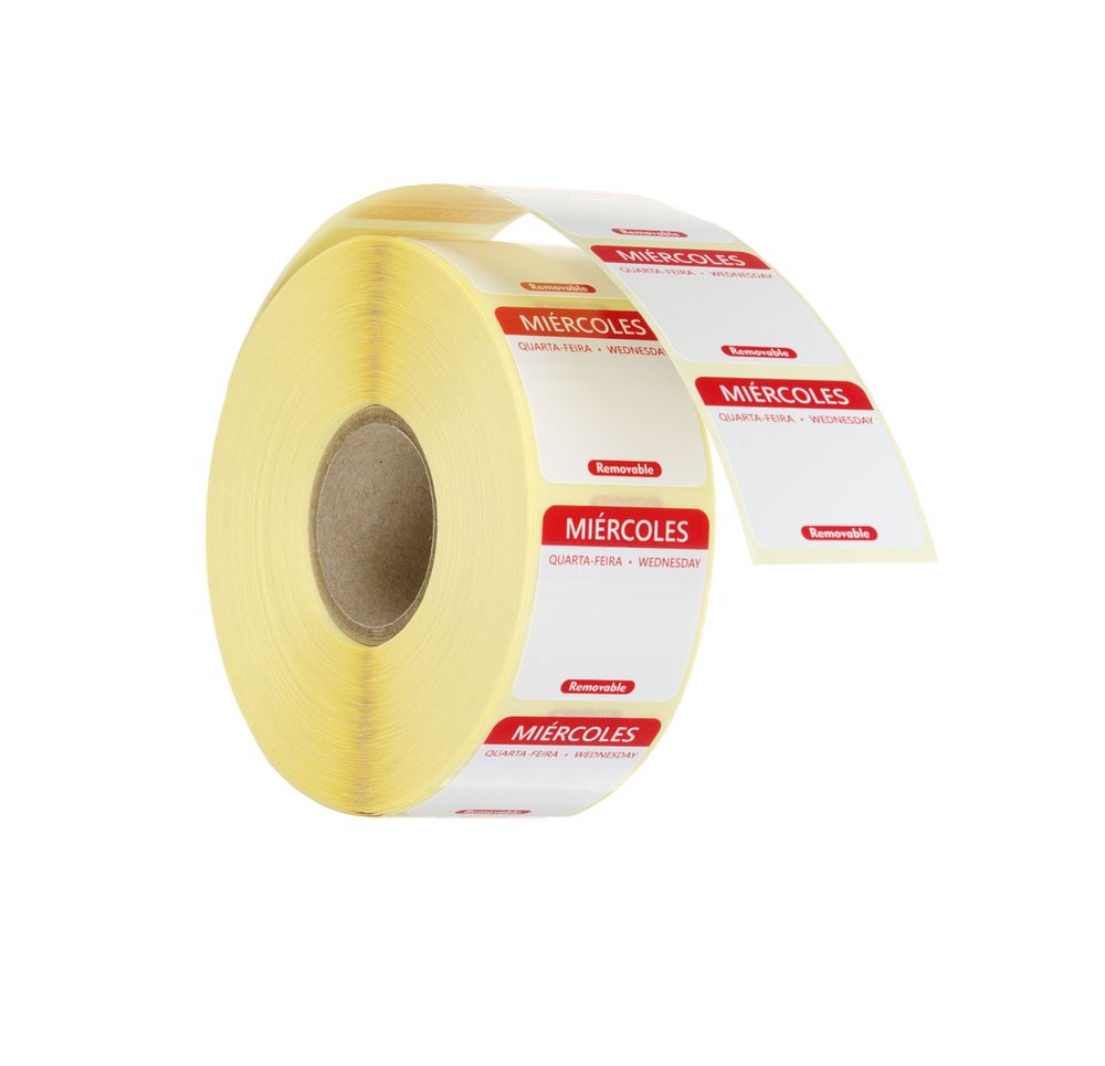 Label wednesday ES-PT-EN resuable 25x25mm rol 1000 st. Hendi