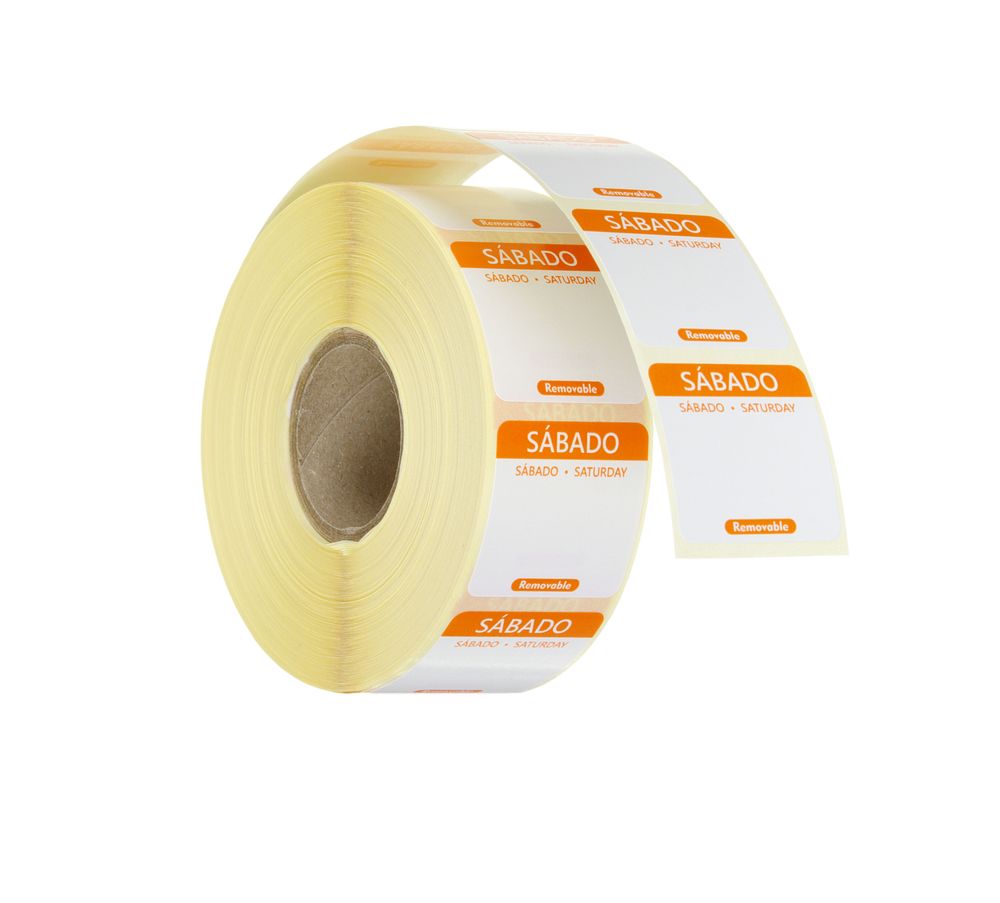 Label saterday ES-PT-EN resuable 25x25mm rol 1000 st. Hendi