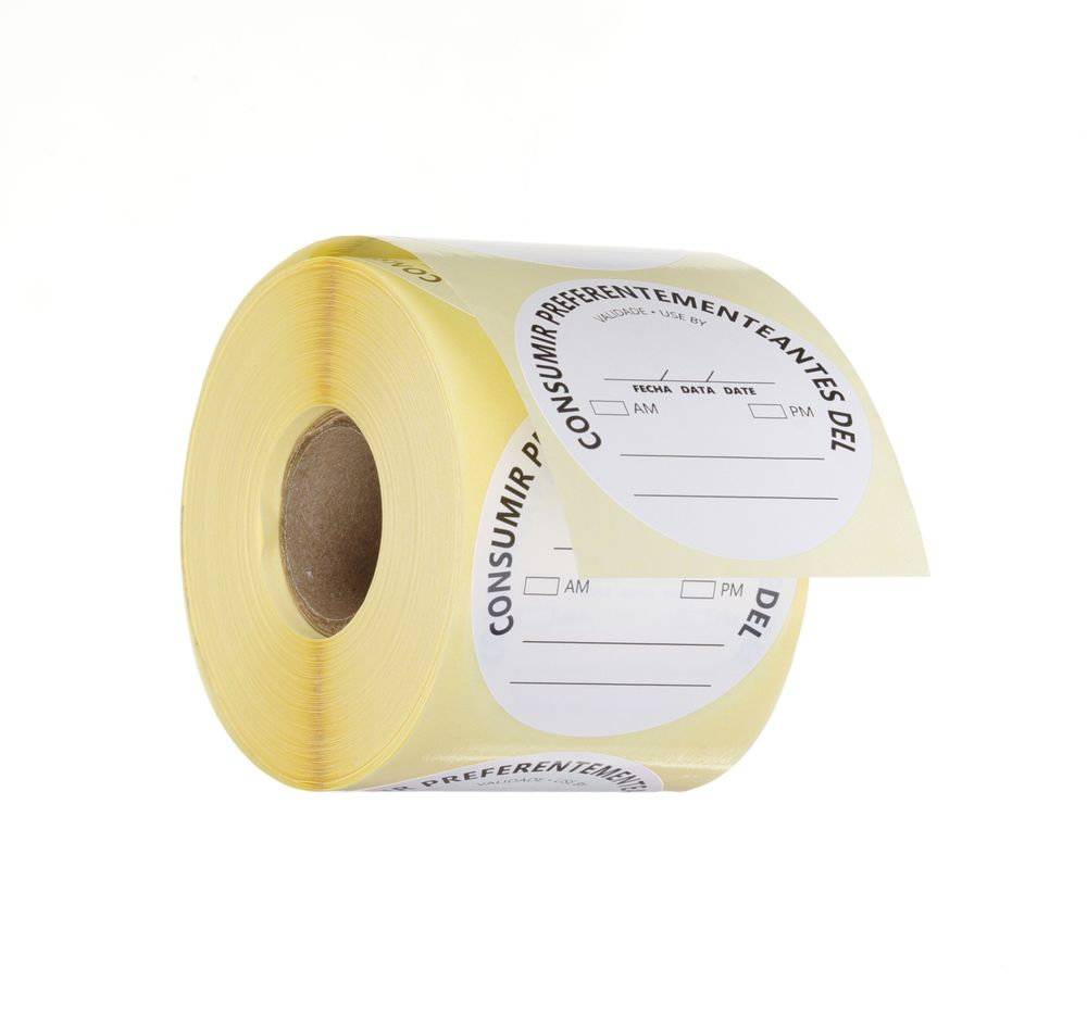 Label USE BEFORE ES-PT-EN resuable Ø50mm rol 500 st. Hendi