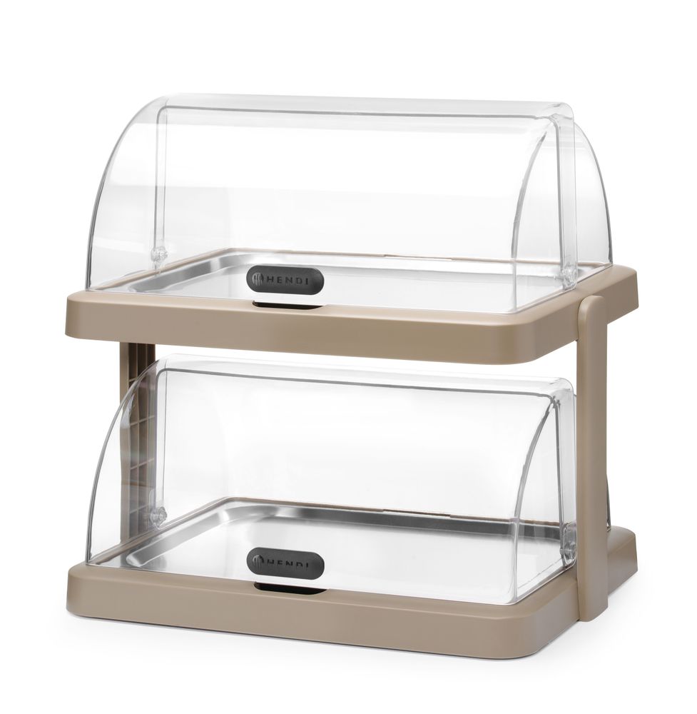 Roltop-presentatie dubbel beige met 4 koelelementen Hendi