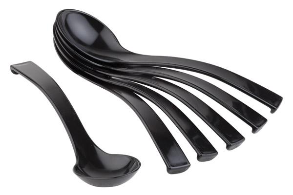 Set a 6 serveerlepel dicht 23.0cm poly zwart APS