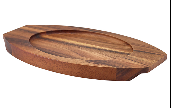 Houten plank tbv serveerpan ovaal 24.0x17.3cm gietijzer