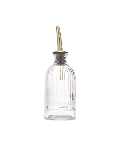Olieflesje 22.0cl glas Striped met gouden schenker