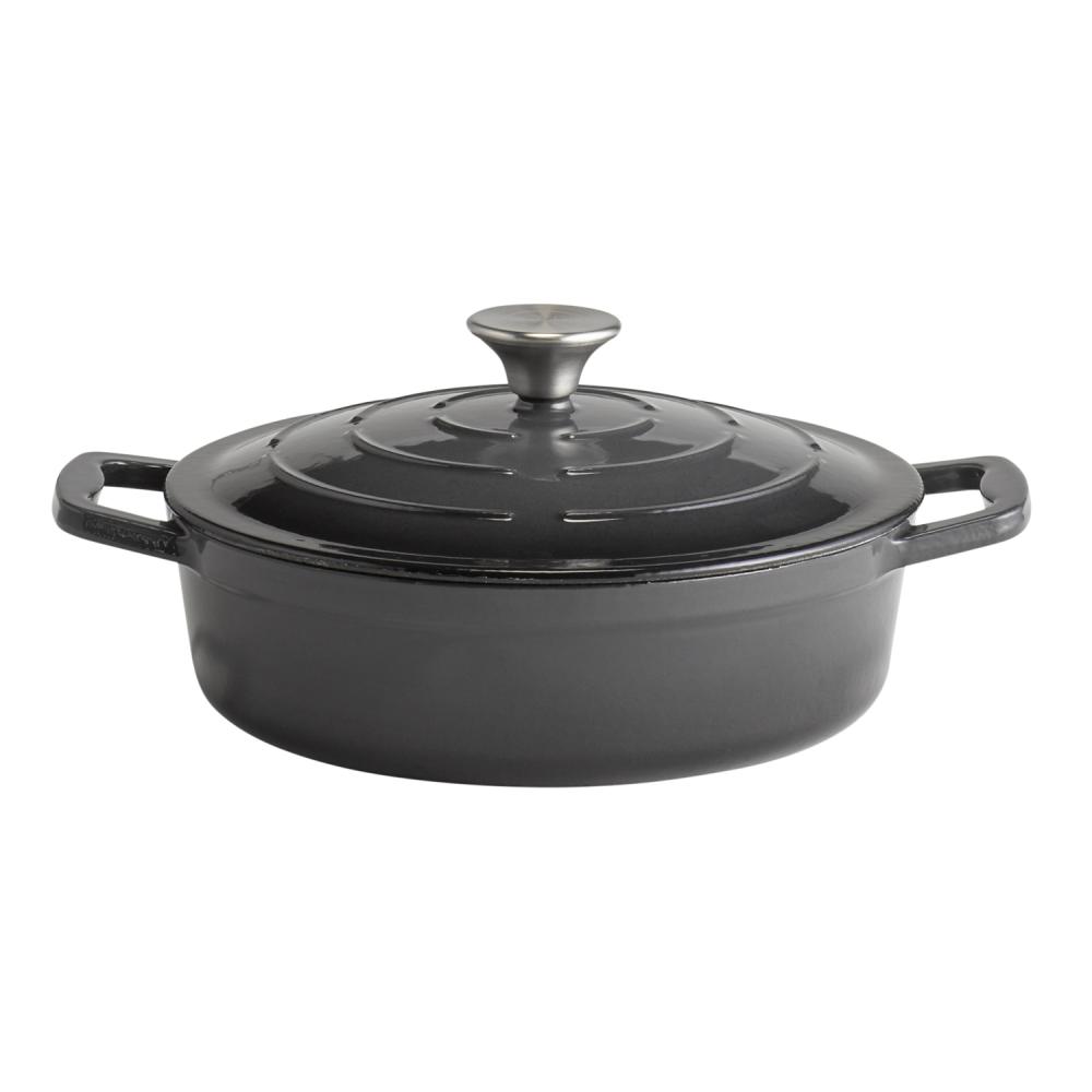 Geëmailleerde gietijzeren braadpan 2.5 liter 25.0x25.0x7.0cm zwart
