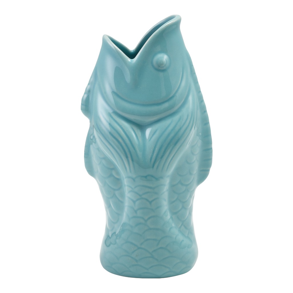 Mok tiki 38.0cl vis blauw steengoed Genware
