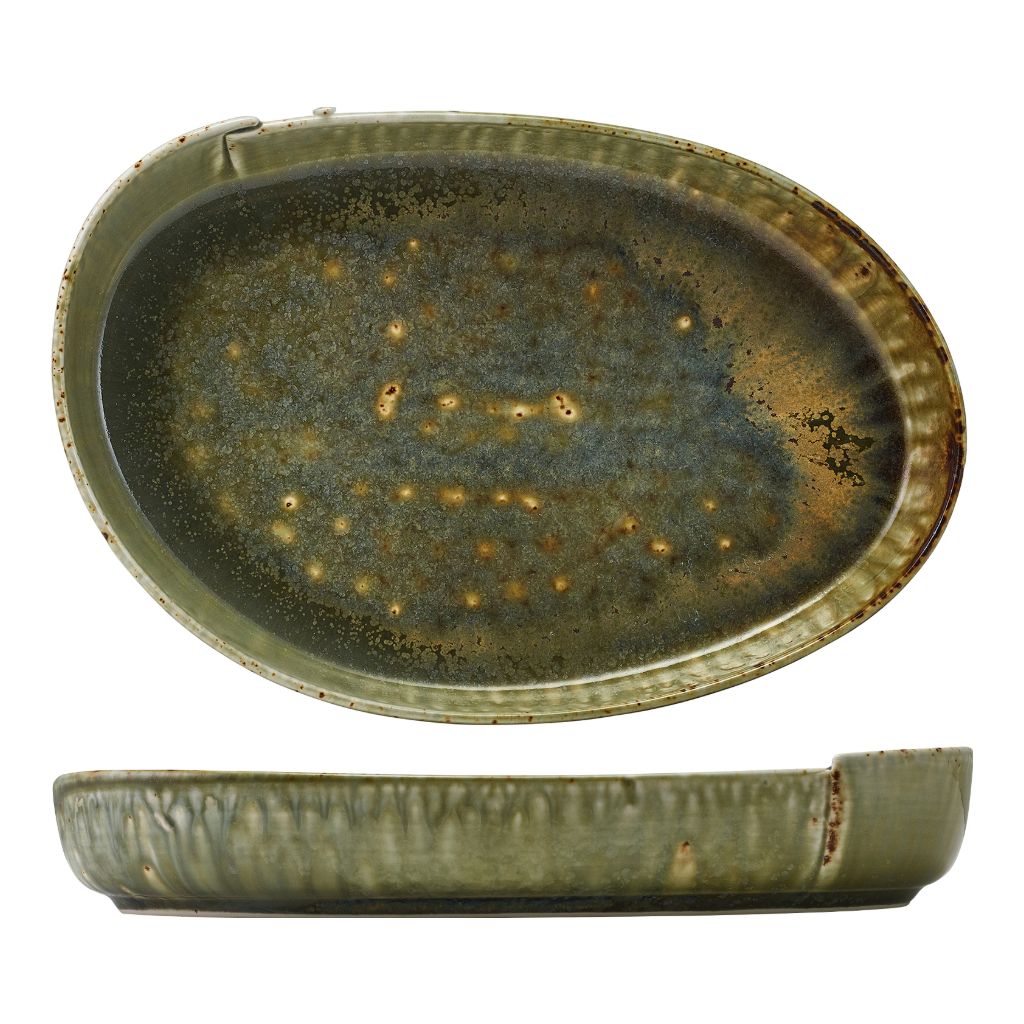 Bord ovaal 28.5x19.0cm Kozo Midori Genware