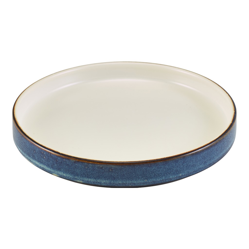 Bord walled tweekleurig 20.5cm Terra Aqua Blue Genware