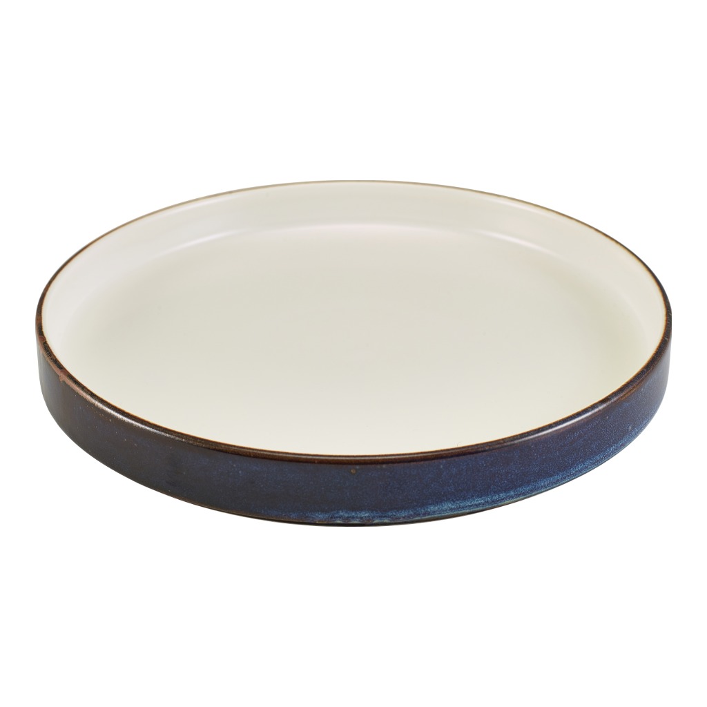 Bord walled tweekleurig 26.0cm Terra Aqua Blue Genware