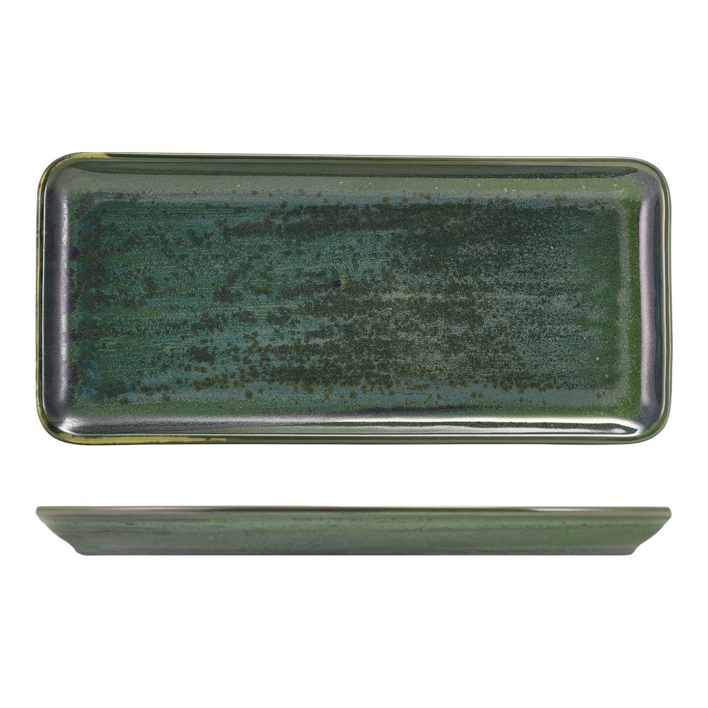 Schaal rechthoek 31.0x14.0cm Terra Aqua Green Genware