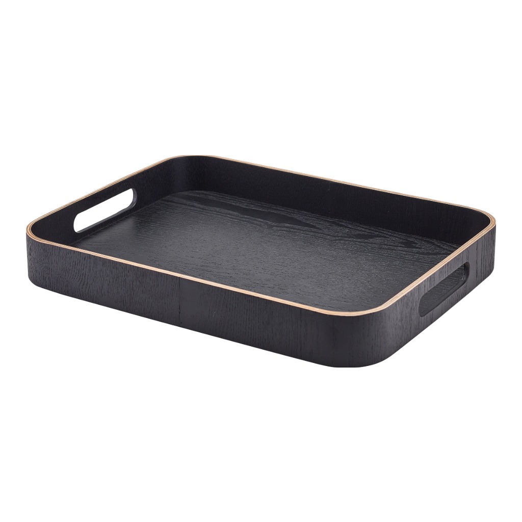 Dienblad met handvat 35.5x28.0cm houtfineer zwart Genware