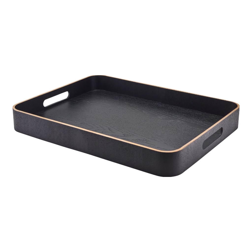 Dienblad met handvat 50.0x38.0cm houtfineer zwart Genware