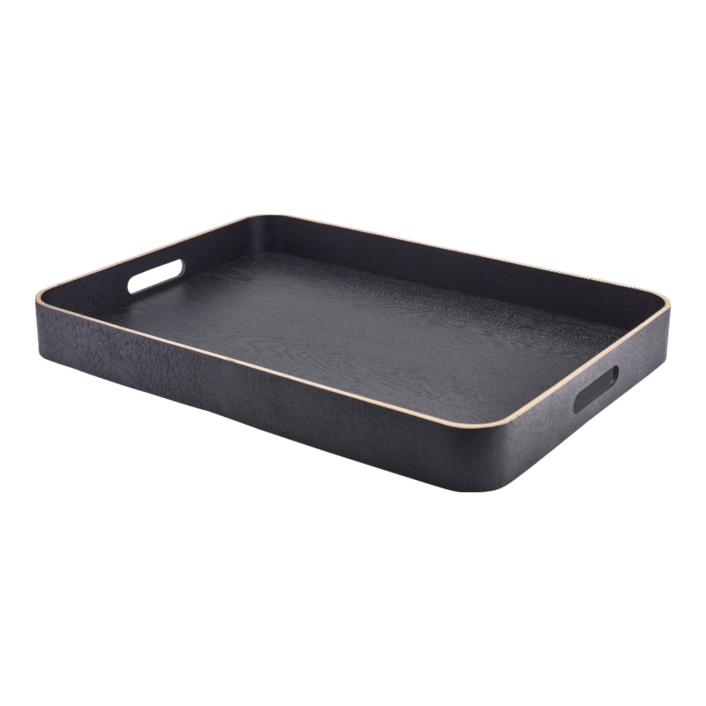 Dienblad met handvat 55.0x40.0cm houtfineer zwart Genware