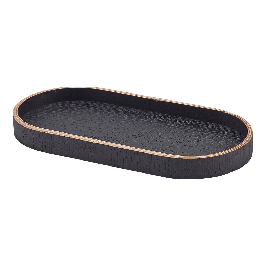 Dienblad ovaal 23.0x11.0cm houtfineer zwart Genware