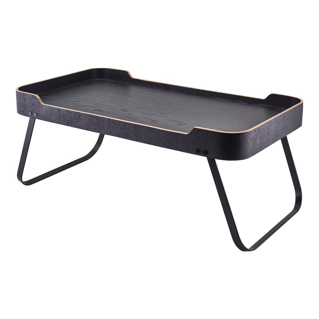 Dienblad met poten 59.0x30.0cm roomservice houtfineer zwart Genware