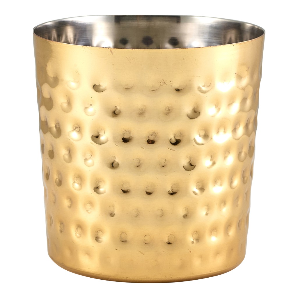 Serveerbeker 8.5x(h)8.5cm RVS goud gehamerd Genware