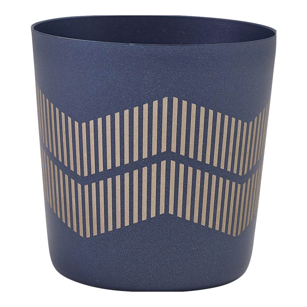 Serveerbeker 8.5x(h)8.5cm RVS metallic blauw lijnen Genware