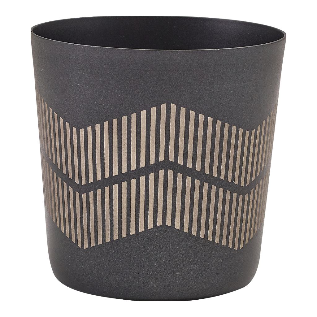 Serveerbeker 8.5x(h)8.5cm RVS metallic zwart lijnen Genware