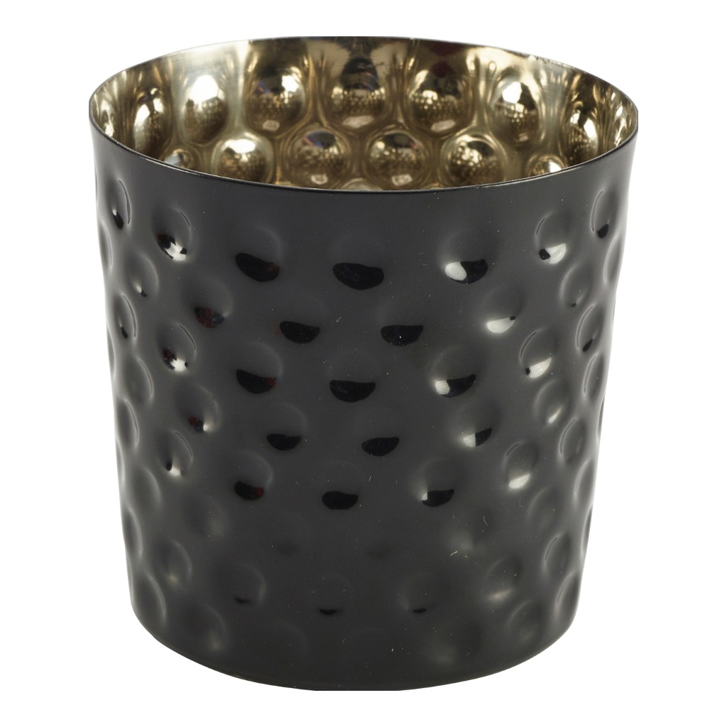 Serveerbeker 8.5x(h)8.5cm RVS zwart gehamerd Genware