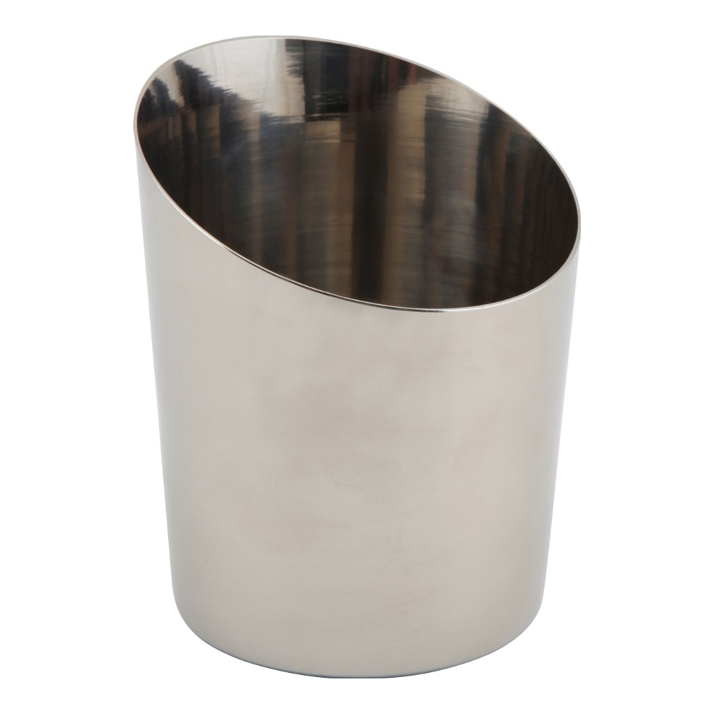 Serveerbeker schuin 9.5cm RVS Genware