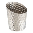Serveerbeker schuin 9.5cm RVS gehamerd Genware