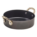 Serveerpan mini rond 12.3cm steel vintage zwart Genware