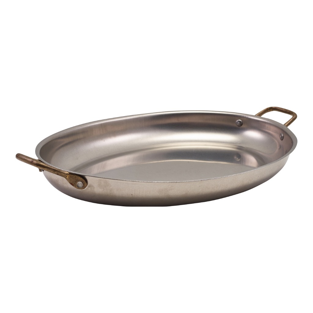 Serveerpan ovaal 37.5x26.0cm steel vintage Genware