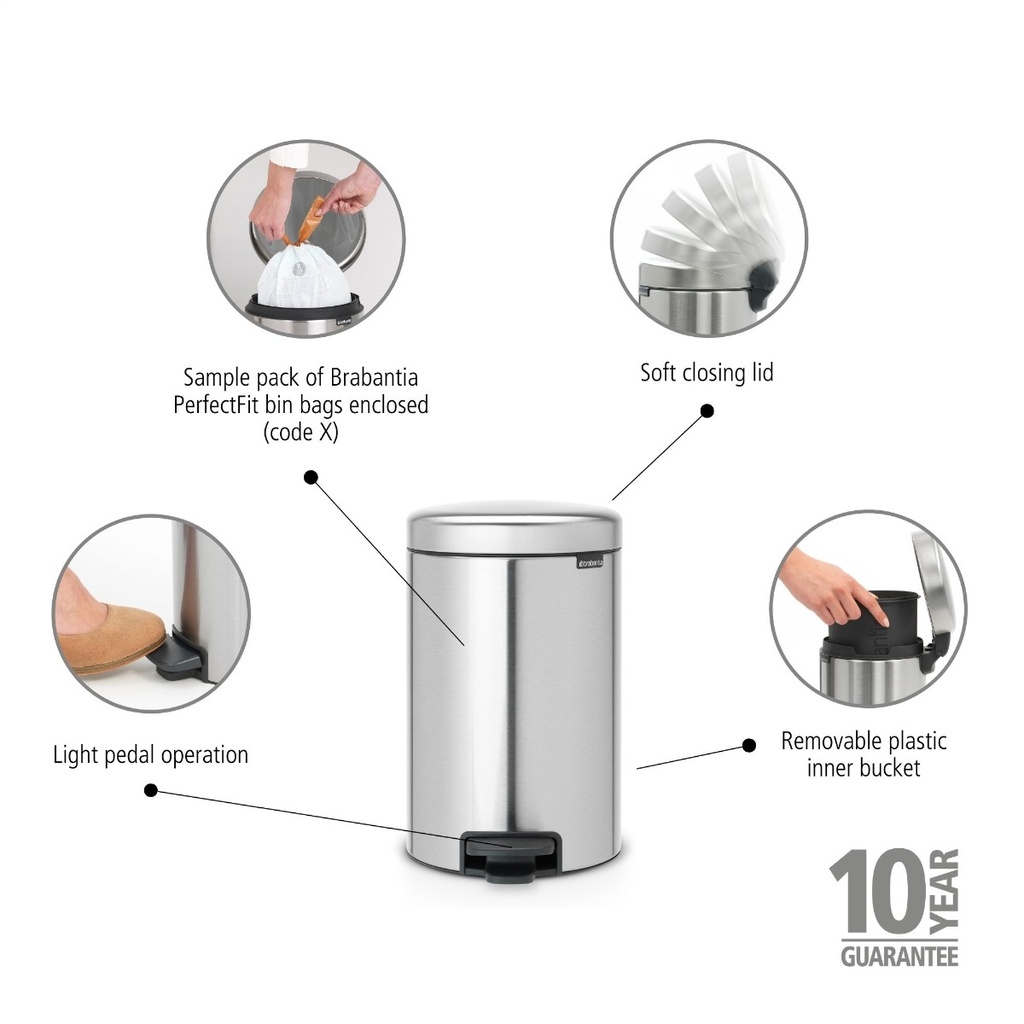 Prullenbak 12.0l NewIcon Brabantia fpp matt steel